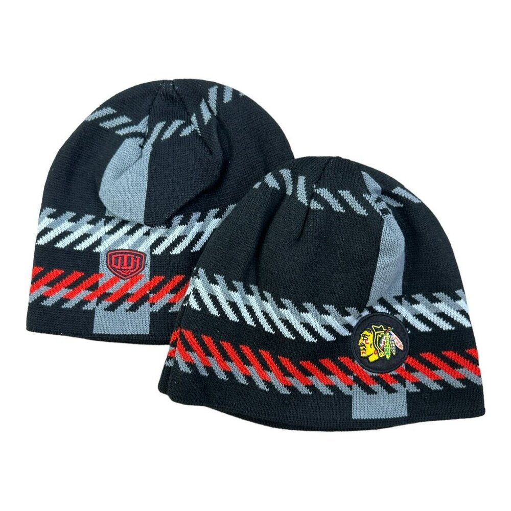 CHICAGO BLACKHAWKS '47 CUFFLESS KNIT BEANIE HAT WINTER CAP OLD TIME HOCKEY